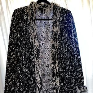 St. John Tweed Cardigan with sheen detailing